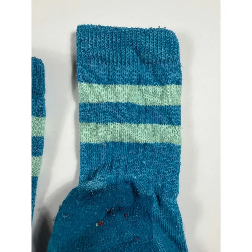 Icebreaker Kids Merino Wool Striped Crew Socks Blue Size Large shoe 12.5-1